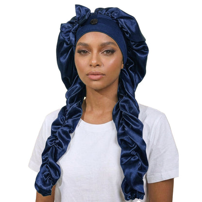 Personalized Satin Bonnet with Long Ties | Custom Name Silk Sleep Cap