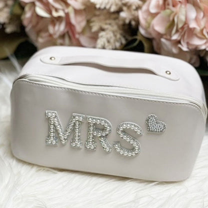 Personalized Makeup Bag, Mrs Pearls Cosmetic Bag, Toiletry Bag, Custom Bride Gift