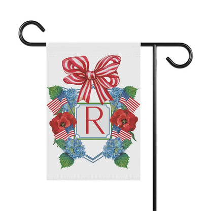 Custom Garden Flag Preppy Bow Name Sign Patriotic Hydrangea