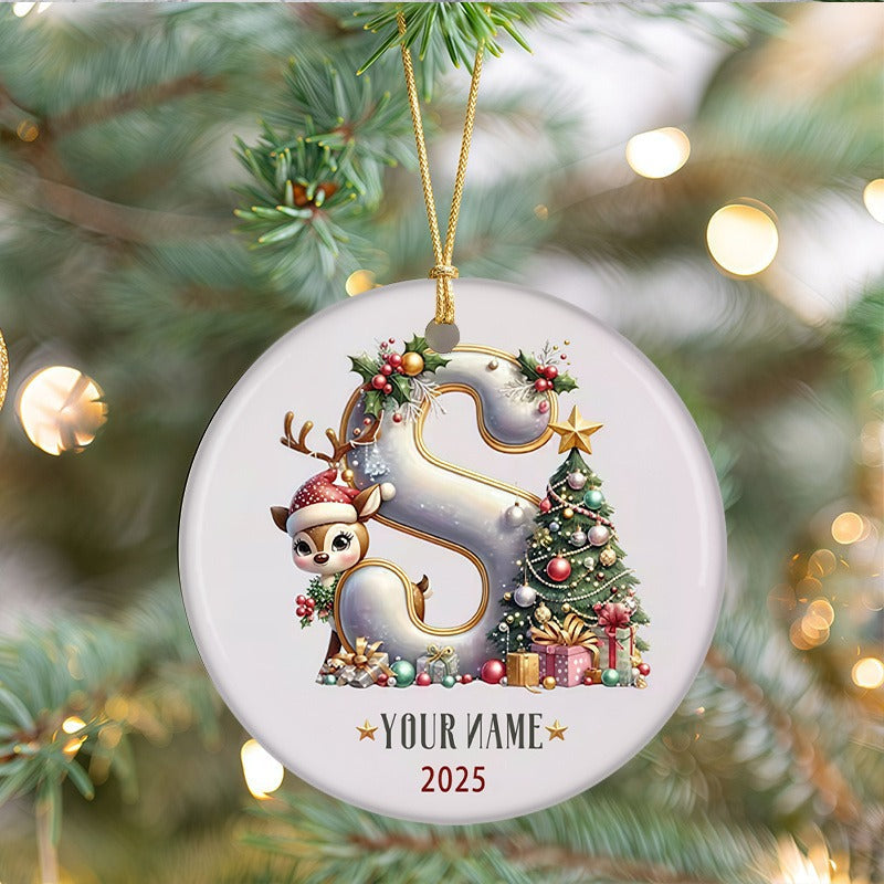 Personalized 2025 Christmas Letter  Ceramic Hanging Ornament