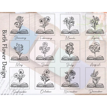 Birthday Flower Bookmark with Name, Personalized Leather Bookmark