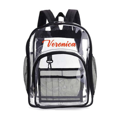 Clear Backpack, Personalized Name Heavy Duty PVC Transparent Backpack