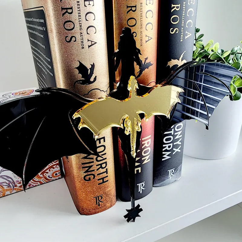 Fourth Wing Book Insert Double Dragon Bookshelf Accessory