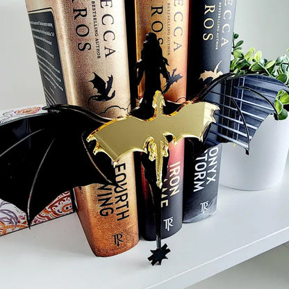 Fourth Wing Book Insert Double Dragon Bookshelf Accessory