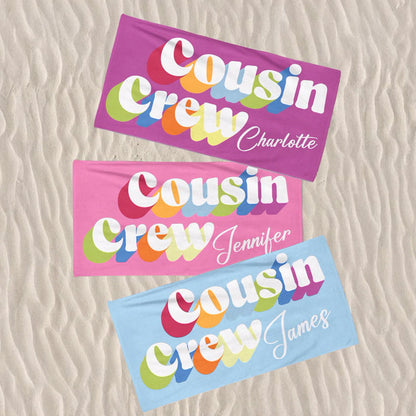 Cousin Crew Beach Towel, Summer Beach Gift For Cousin