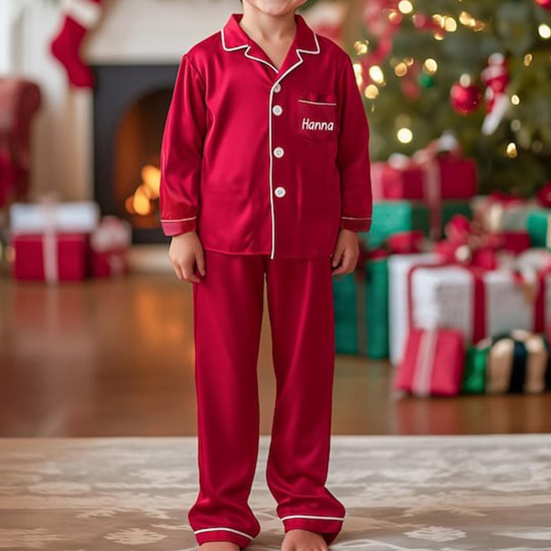Christmas Satin Pjs Set for Family,Matching Christmas Pjs Shirt Long Set