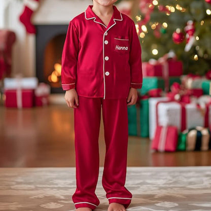 Christmas Satin Pjs Set for Family,Matching Christmas Pjs Shirt Long Set
