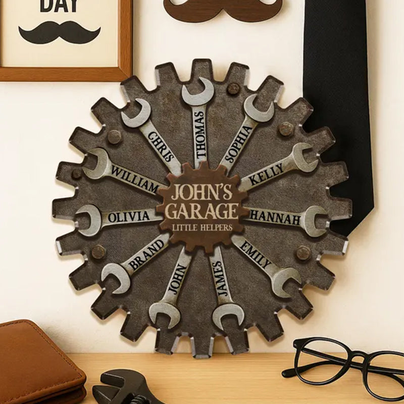 Personalized Garage Sign for Dad, Custom Father's Day Gift with Kids' Names