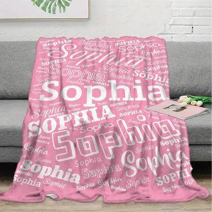 Your Name Letter Gradient Text Custom Flannel Blanket