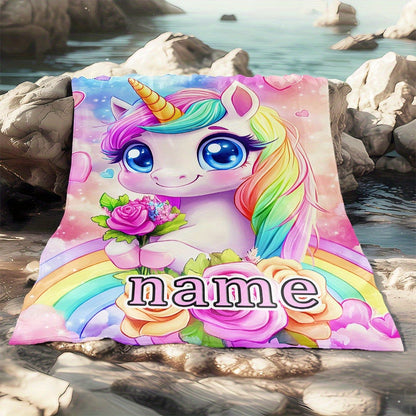 Personalized Name Adorable Mythical Creature Design HD Print Blanket