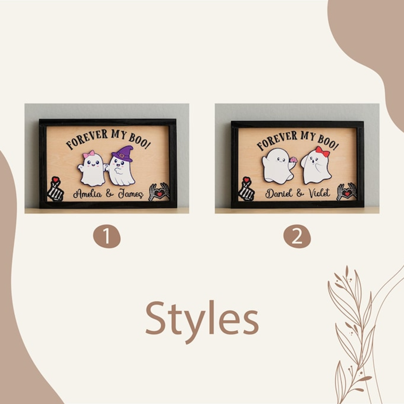 Custom Halloween Ghost Couple Sign – Romantic Personalized Gift