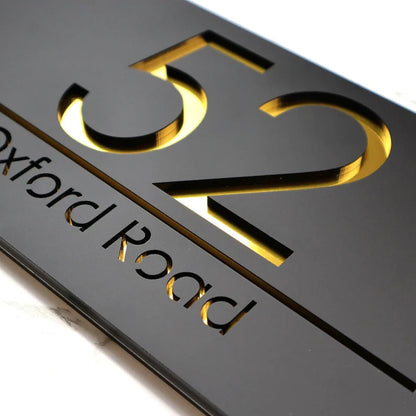 Laser Cut Matt Black & Silver Mirror Floating House Sign