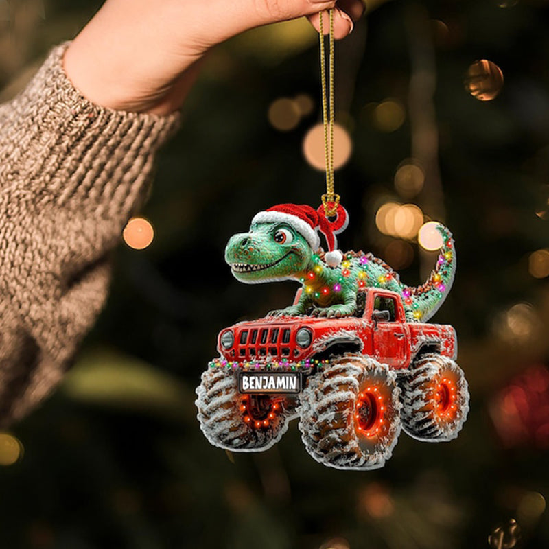 Custom Dinosaur Christmas Ornament, Monster Truck Ornament
