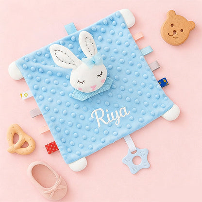 Personalized Plush Animal Baby Comforter: Embroidered Name Security Blanket
