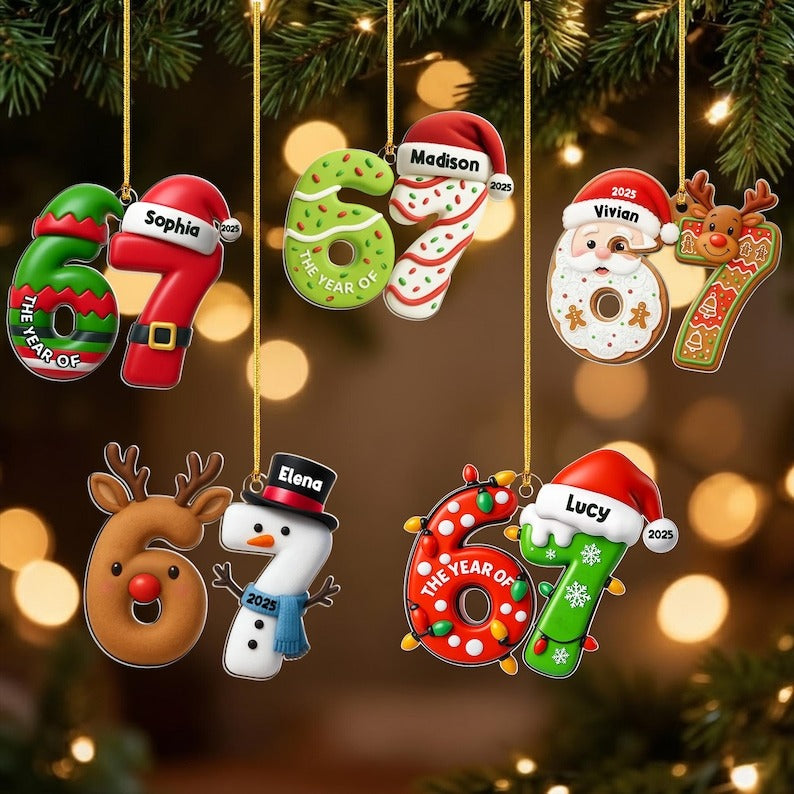 Custom Six Seven Ornament, Teen Slang Ornament, Funny Teenager Ornament