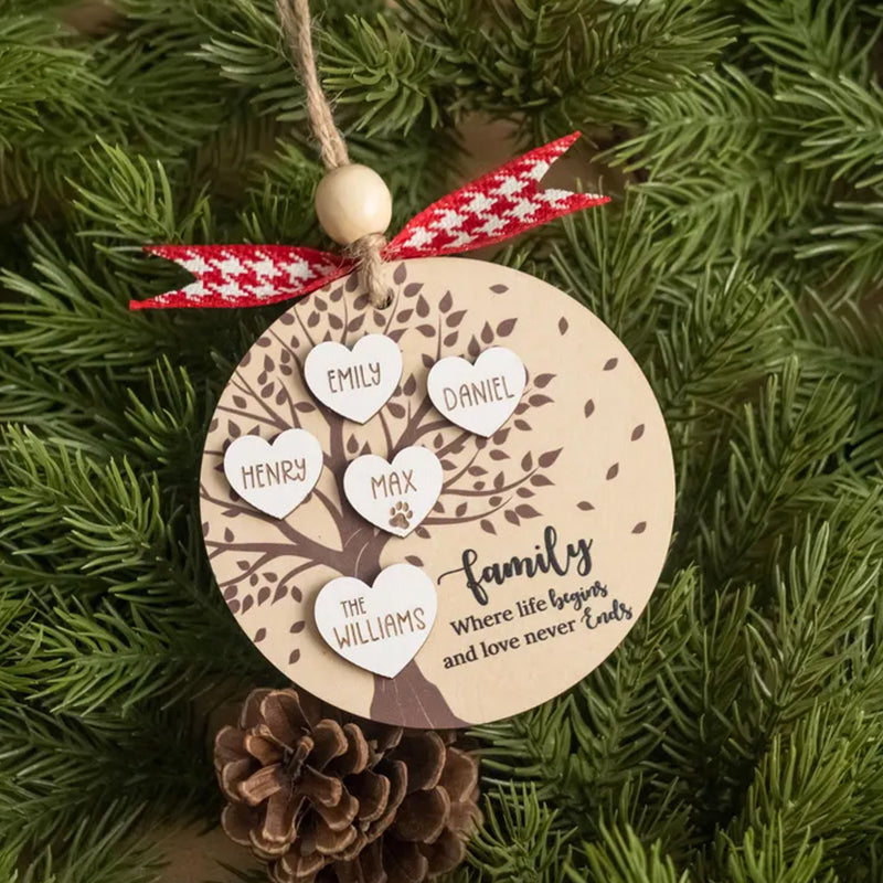 Personalized Family Tree Ornament, Family Gift