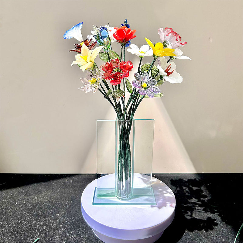 Glass Birth Month Flowers, Birth Flower Bouquet