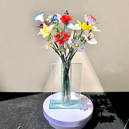 Glass Birth Month Flowers, Birth Flower Bouquet