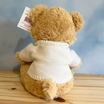 Personalized Teddy Bear - Custom embroidered white knit sweater
