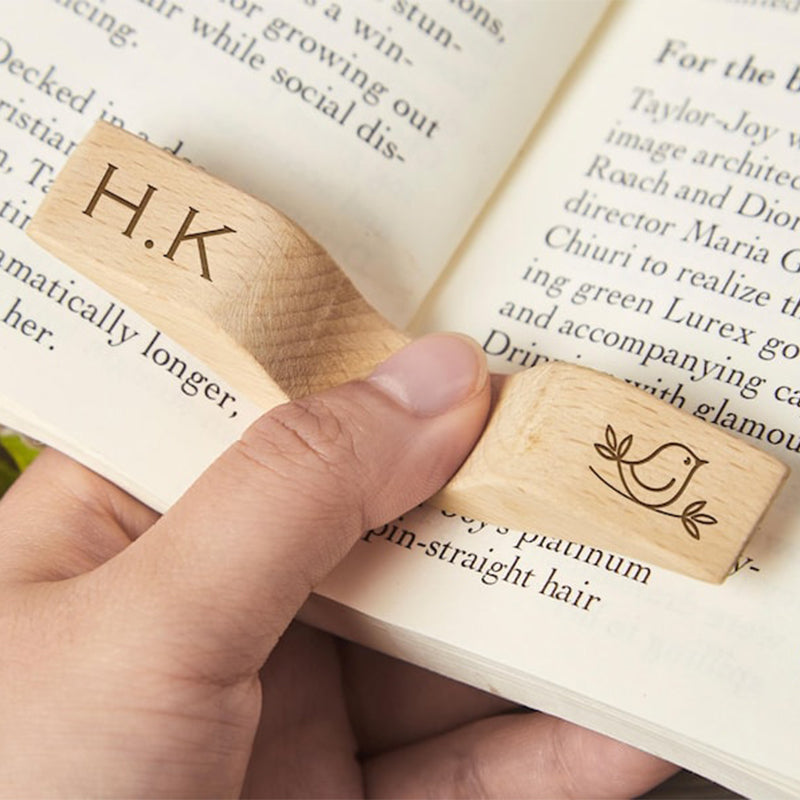 Personalized Wood Book Page Holder,Custom Thumb Page Holder