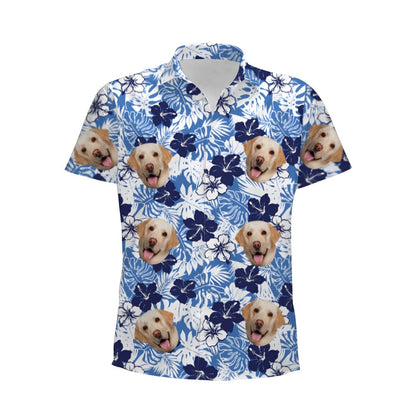 Personalized Photo Hawaiian Shirt Custom Dog Cat Face Holiday Tropical Pattern Shir