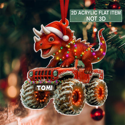 Custom Dinosaur Christmas Ornament, Monster Truck Ornament