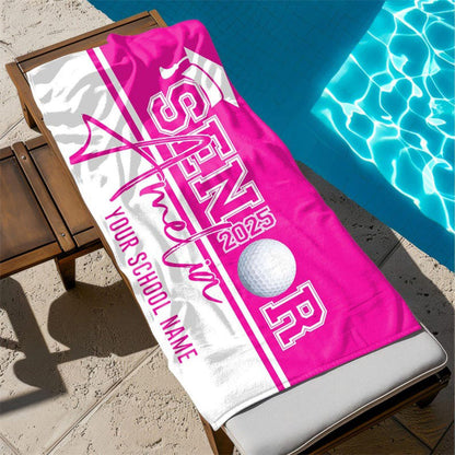 Personalized Senior Night Sport Beach Towel with Name and School Graduation Gift
