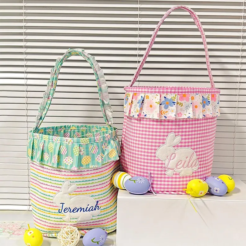 Personalized Bunny Basket: Kids Easter Gift, Toy Organizer
