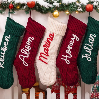 Personalized Christmas Stockings, Knitted Family Stockings with Name