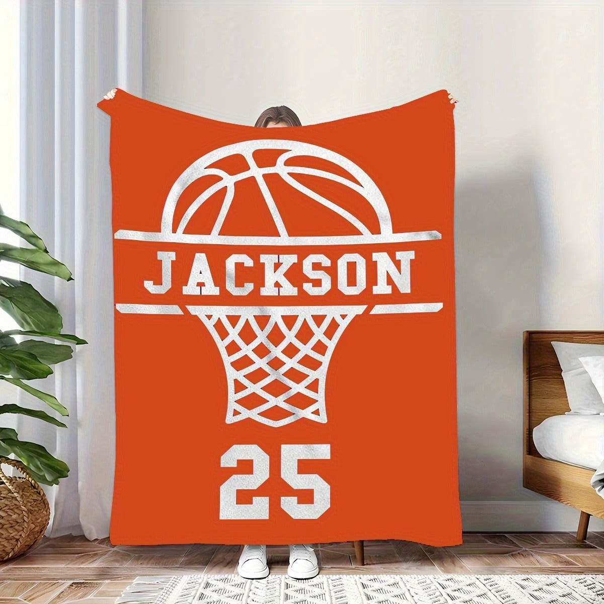 Personalized Basketball Custom Name and Number Blanket