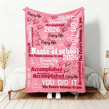 Customizable Graduation Flannel Blanket