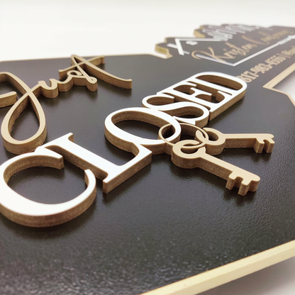 Just Closed, 3D Key Just Closed Sign, Closing Photo Prop