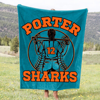 Softball Gift, Personalized Blanket with Name
