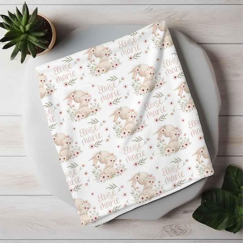 Custom Bunny Baby Blanket, Shower Gift