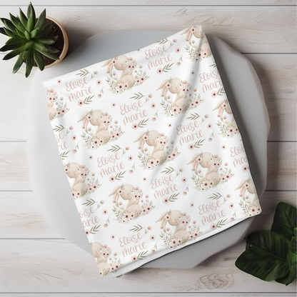 Custom Bunny Baby Blanket, Shower Gift