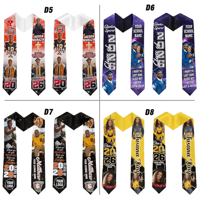 Custom Photo Graduation Stole: Personalized Class of 2026 Sash, Gift for Graduates