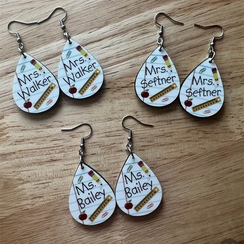 Personalized Teacher Earrings. Notebook-classroom earrings