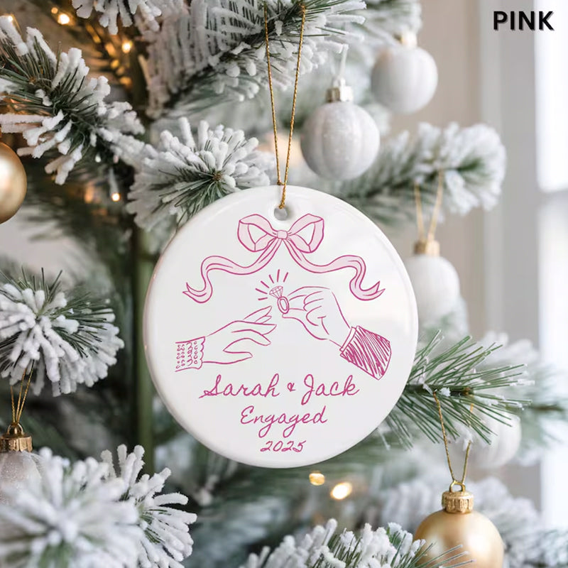First Christmas Engaged Ornament 2025 Personalized Engagement Gift