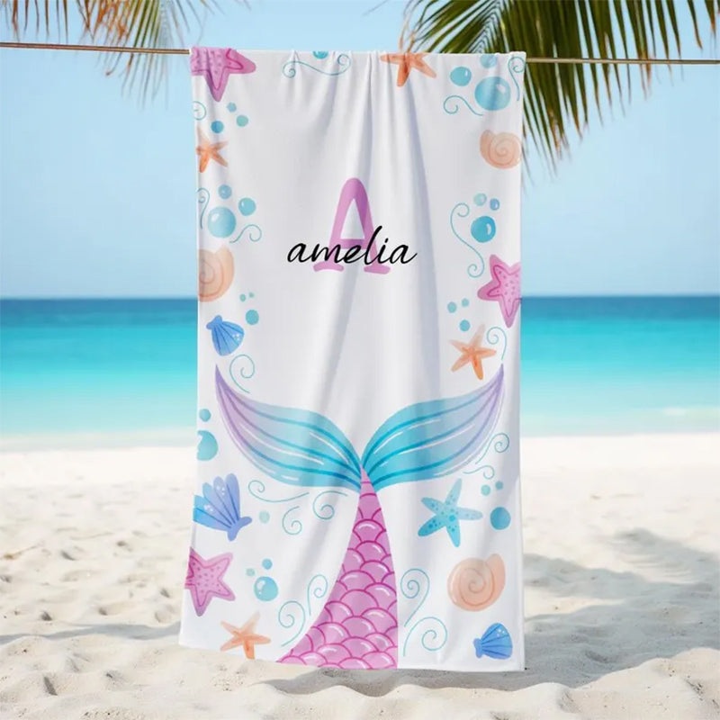Custom Mermaid Beach Towel, Mermaid Party Gift