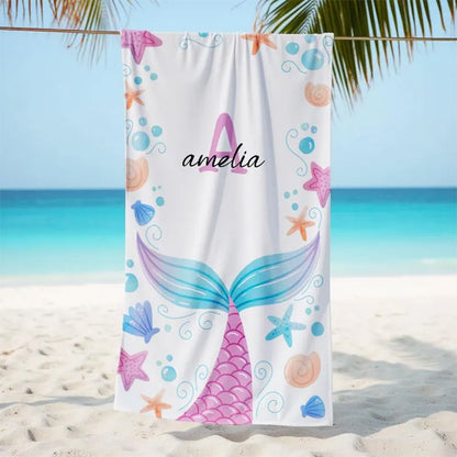Custom Mermaid Beach Towel, Mermaid Party Gift