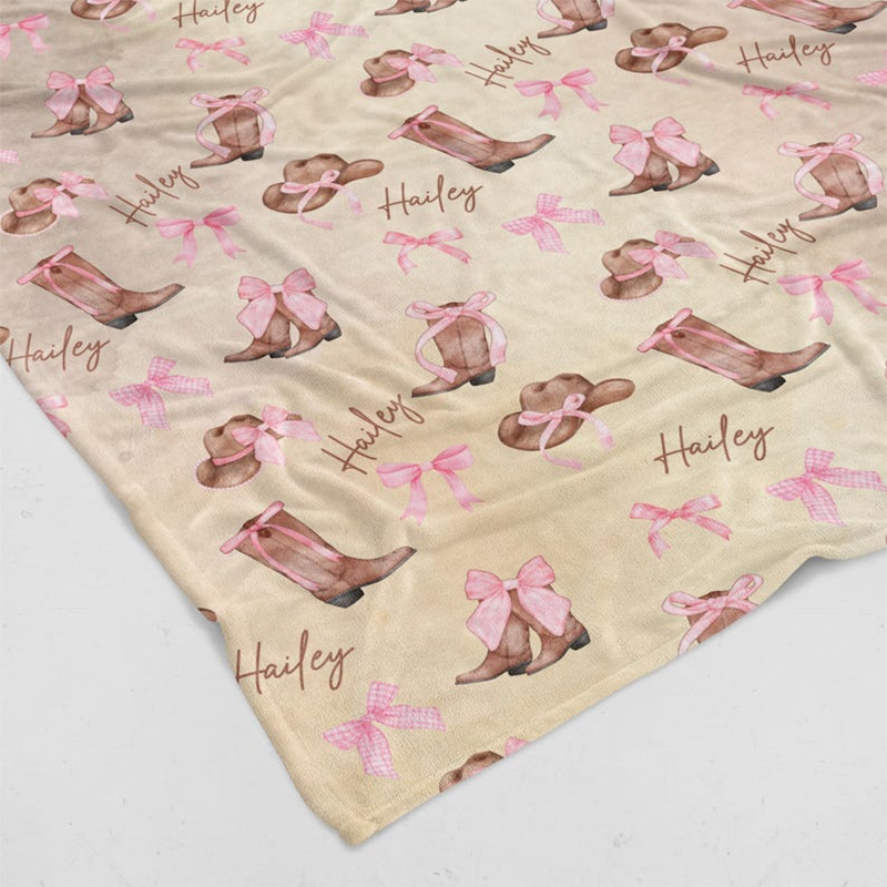 Personalized Cowgirl Baby Blanket