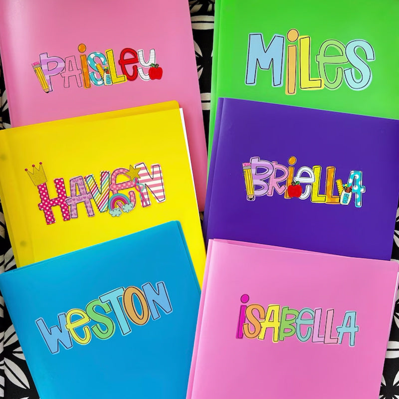 Personalized Pencil Boxes - Pencil Pouch - Pocket Folder with Prongs
