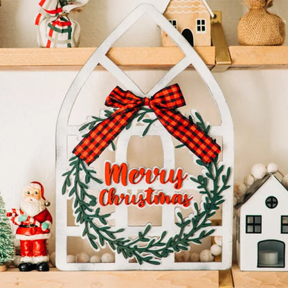 Window Frame Wall Decor, Cathedral Windows, Holiday Wreath, Farmhouse Christmas