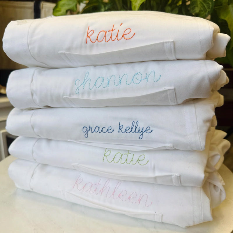 Embroidered Button Down For Bridal Party,