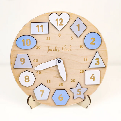 Personalized Wooden Name Clock with Shape Chrin Gift Puzzle Toys