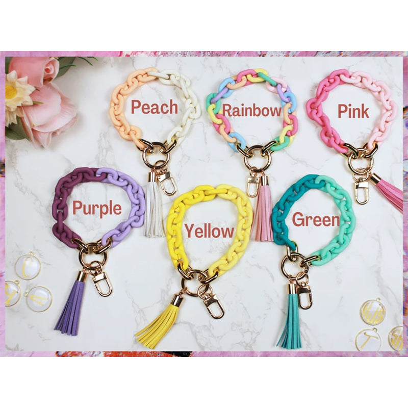 Personalized Chunky Chain Link Wristlet Keychain