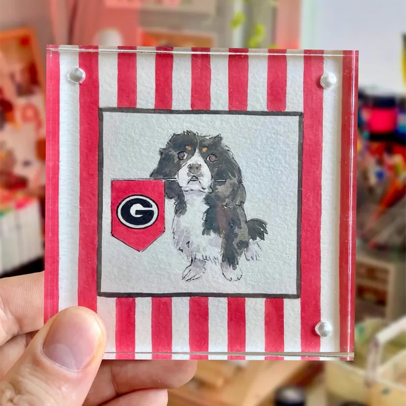 Custom Hand Painted Collegiate Pet Portrait | 4x4 Acylic Award