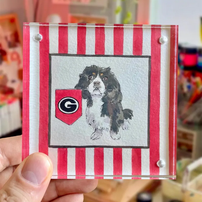 Custom Hand Painted Collegiate Pet Portrait | 4x4 Acylic Award