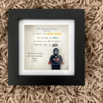 Personalised Superhero Teacher End of term gift box frame