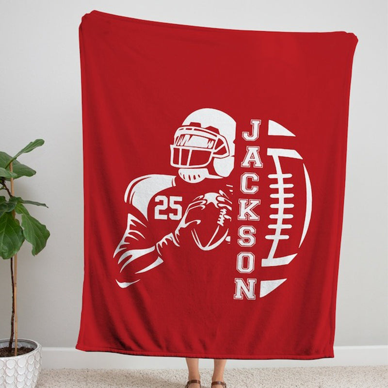 Personalized Football Blanket with Name and Number